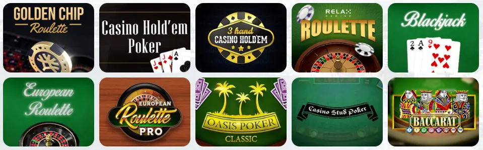 Jeux de table au Gorilla Wins Casino